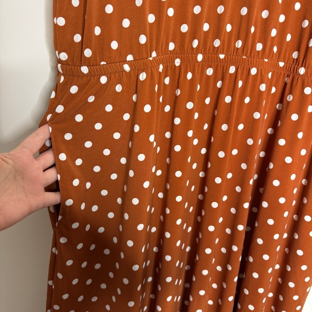 Girl with Curves Polka Dot V-Neck Midi Dress 1X - Picture 4 of 6